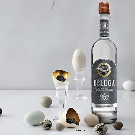 Vodka Beluga Gold Line 70cl ambientata chiara - Caviar Milan